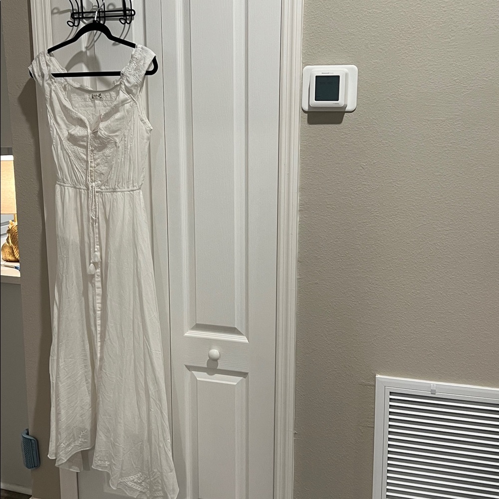 Women's Cream Maxi Dress with Lace Detail